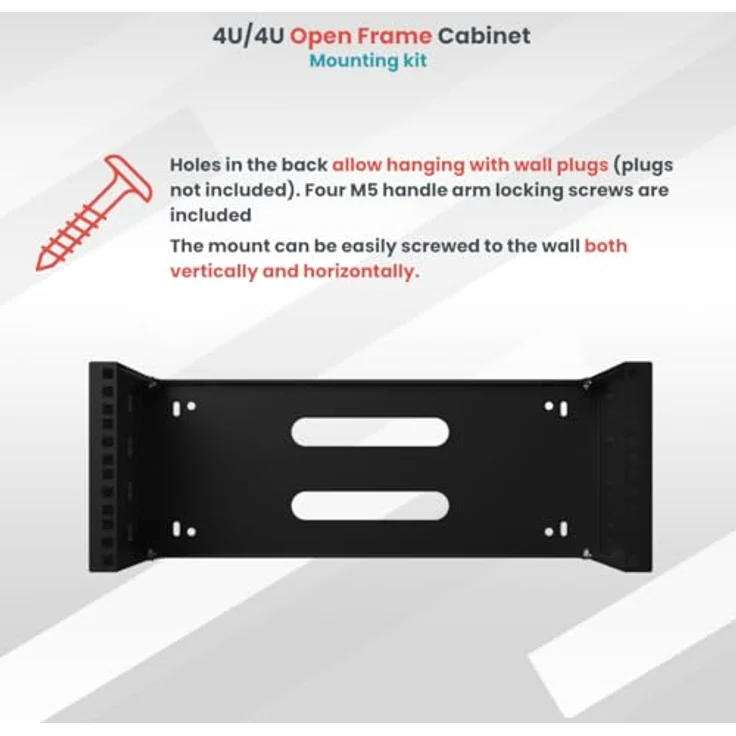 STALFLEX Wandhalterung Netzwerkschrank 19 Zoll 4U/4U 330mm, stabiles Stahl-Rack für Server und Netzwerkgeräte, einfache Montage – Bild 4