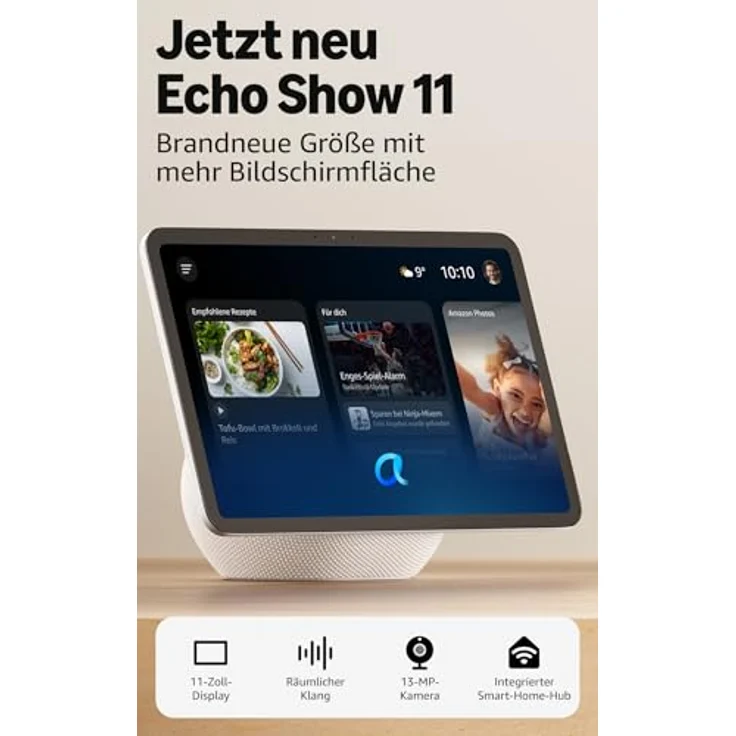 AMAZON Echo Show 11 (2025 Release), 11 Zoll Full-HD Smart Speaker mit integriertem Smart-Home-Hub und Omnisense-Technologie, Glacier White – Bild 8