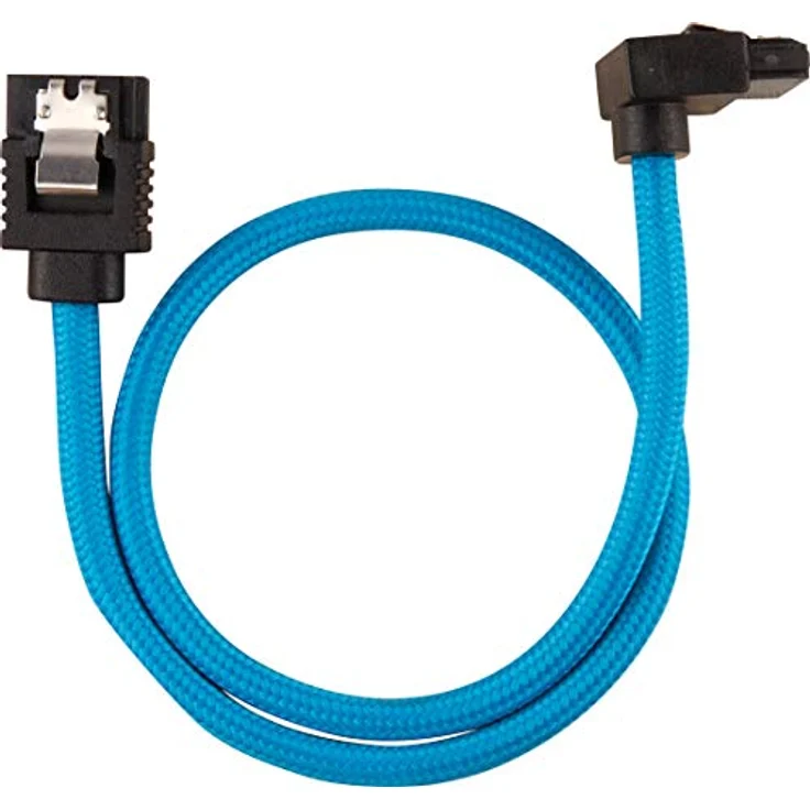CORSAIR Premium Sleeved - SATA-Kabel - Serial ATA 150/300/600 - SATA (M) straight, latched bis SATA (M) rechtwinklig - 30cm - Blau (Packung mit 2) (CC-8900281) – Bild 3