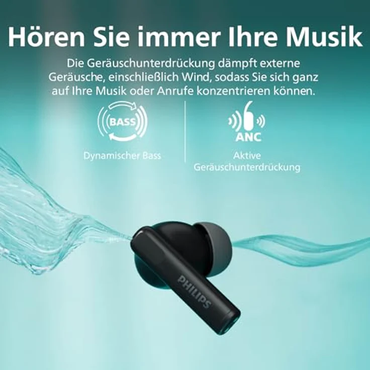 Philips TAT 2520, Wireless In-Ear-Kopfhörer mit Adaptive Noise-Cancelling, Freisprechfunktion, Multi-Point-Verbindung und Sprachsteuerung, kompatibel mit Siri und Google Assistant, Bluetooth – Bild 6