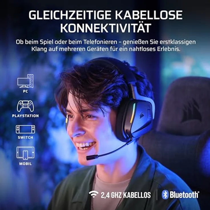 Corsair VOID MAX WIRELESS v2, Gaming Headset mit 7.1 Surround Sound, Kabellos, Schwarz – Bild 3