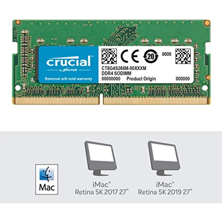 Crucial CT8G4S266M 8GB Speicher (DDR4, 2666 MT-s, PC4-21300, CL19, Single Rank x8, SODIMM, 260-Polig für Mac) – Bild 2