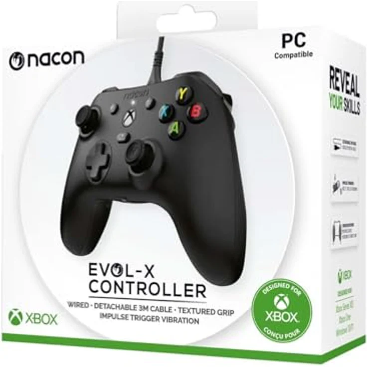 Nacon Xbox Controller EVOL-X, Schwarz mit Vier Vibrationsmotoren und rutschfester Oberfläche – Bild 2