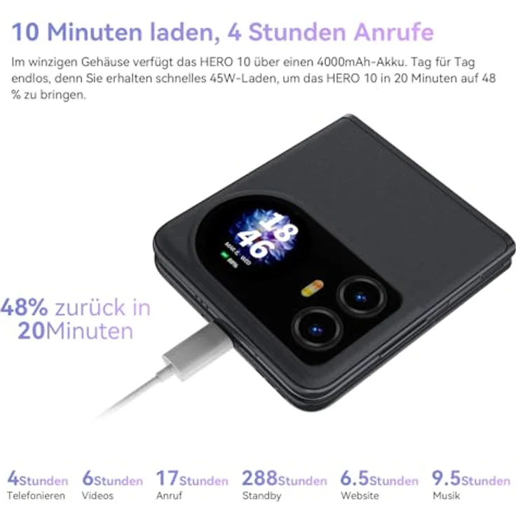Blackview Hero 10 (12GB+256GB) Smartphone, Octa Core 6.9" 2.4K FHD+ Display, Android 13, 108MP Kamera, Dual SIM 4G, schwarz – Bild 4