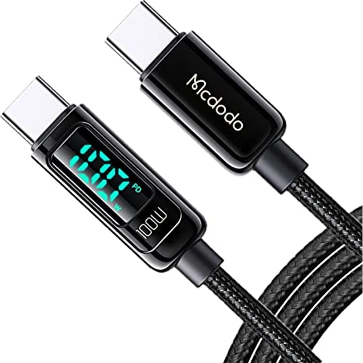 Mcdodo CA-8820 100W USB-C auf USB-C Kabel, 1,2m, schwarz, E-Marker Chip, 5A, langlebige Zink- und Nylonkonstruktion, schnell und sicher laden