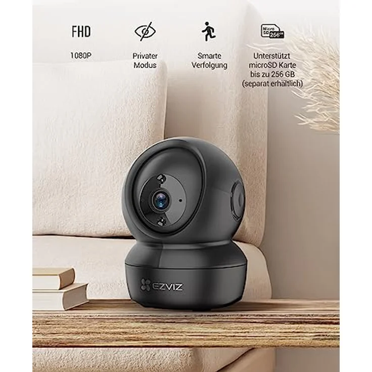 EZVIZ C6N, 2MP WLAN IP Kamera mit Bewegungserfolgung, Zwei-Wege-Audio, IR Nachtsicht, 1080p, schwarz, kompatibel mit Alexa – Bild 2