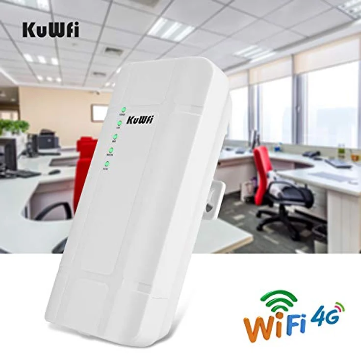 KuWFi 4G SIM Router, KuWFi 300 Mbps 4G LTE CPE Router mit POE Adapter Outdoor LTE Router CAT4 mit SIM Card Slot Wasserdicht WiFi Router für IP Kamera/Outside WiFi Coverage – Bild 5