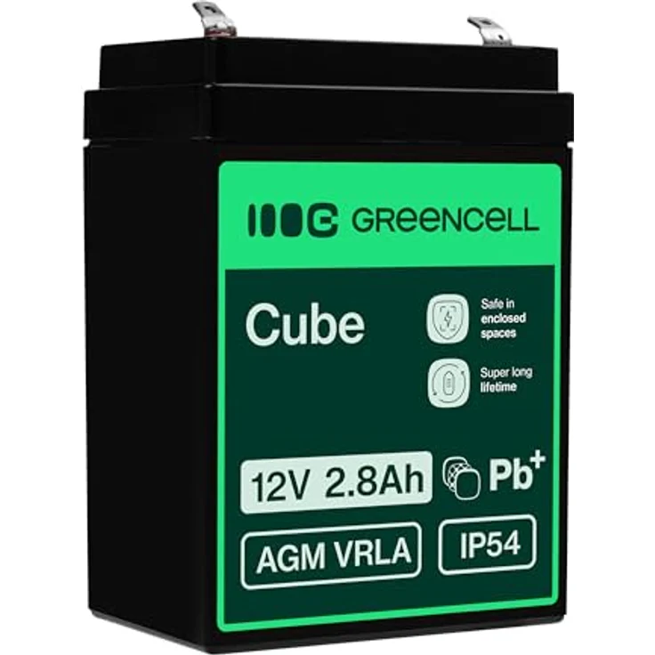 Green Cell AGM 12V 2,8Ah VRLA Blei-Batterie, wartungsfreier Akku für Elektrospielzeug und Alarmsysteme, schwarz – Bild 1