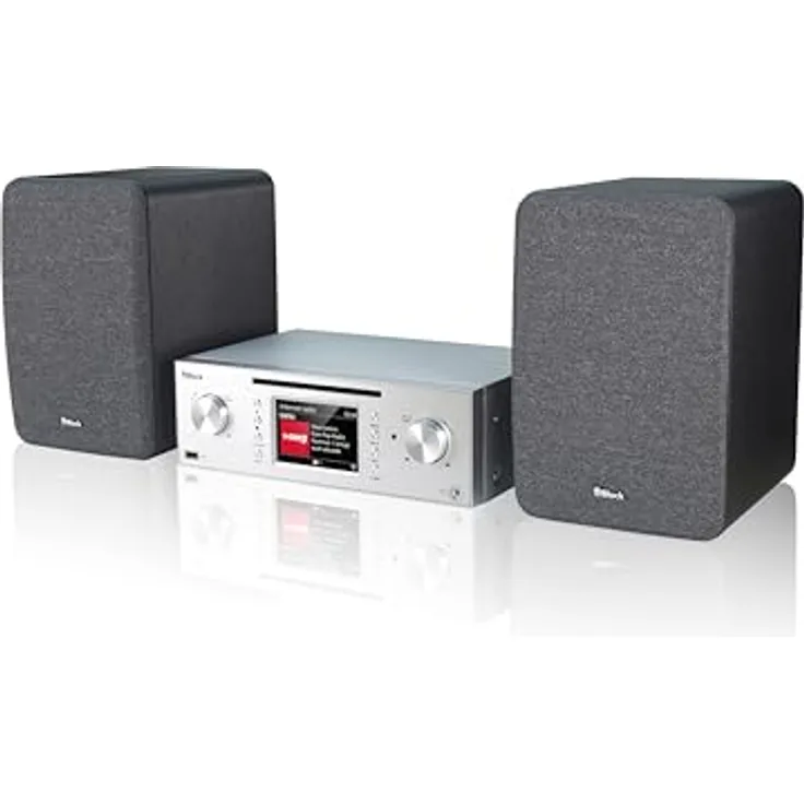 Block MHF-50 Mikroanlage silber, Kompaktanlage mit 4 Zoll Farbdisplay, Triple-Radio, CD-Spieler, WLAN, Bluetooth, Spotify®-Connect Ready, inkl. Lautsprecher