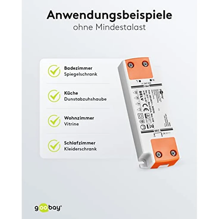 Goobay LED Trafo 24V (DC) für 0,5 bis 15 Watt LED-Lampen, 1 Stück, 30633 – Bild 6
