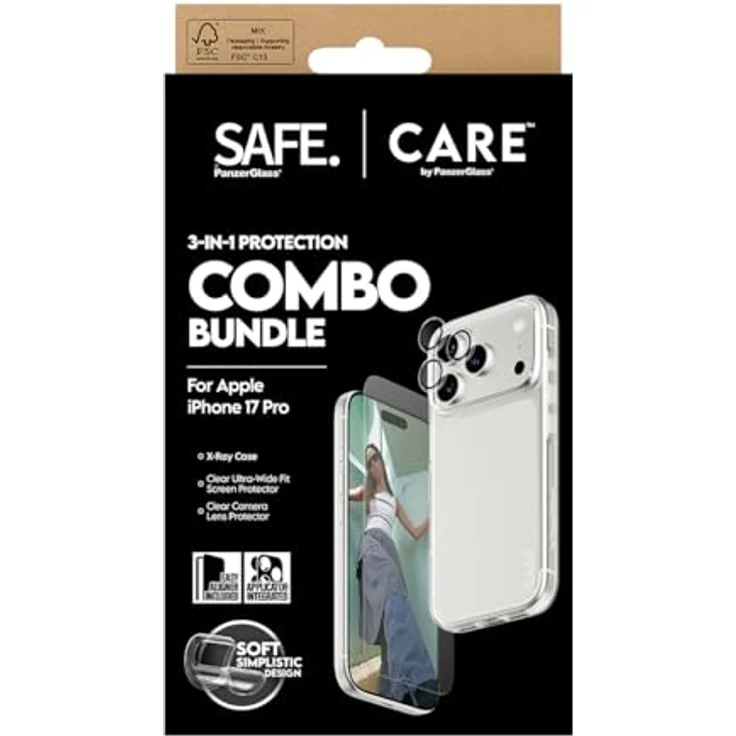 PanzerGlass SAFE. CARE 3-in-1 Protection Combo Bundle für Apple iPhone 17 Pro, transparente Smartphone Schutzfolie mit hochwertiger Glas-Technologie – Bild 3