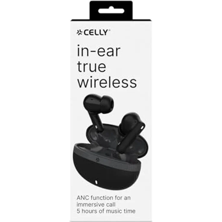 Celly True Wireless Kopfhörer mit aktiver Geräuschunterdrückung (ANC), HD-Mikrofon, Schwarz – Bild 5