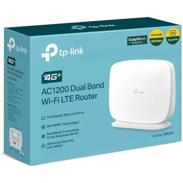 TP-Link Archer MR505, 4G Router mit Dual-Band WLAN bis 1200 Mbit/s, drei Gigabit Ethernet-Ports, Weiss – Bild 8