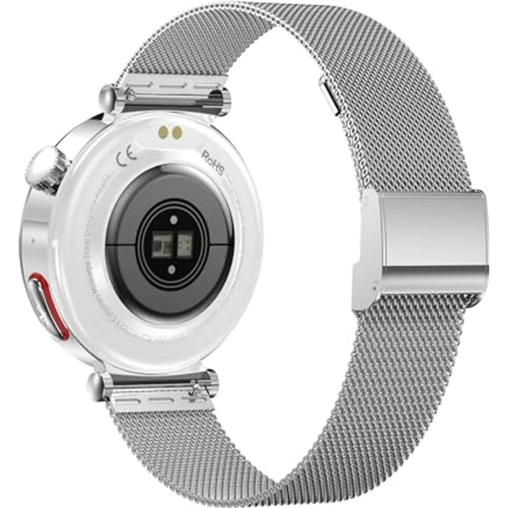 Knauermann NEO 2 (2025), Silber Rund, Gesundheitsuhr Smartwatch mit EKG, HRV Funktion, Blutdruckmessung und Schlafüberwachung, Milanaise Armband – Bild 4