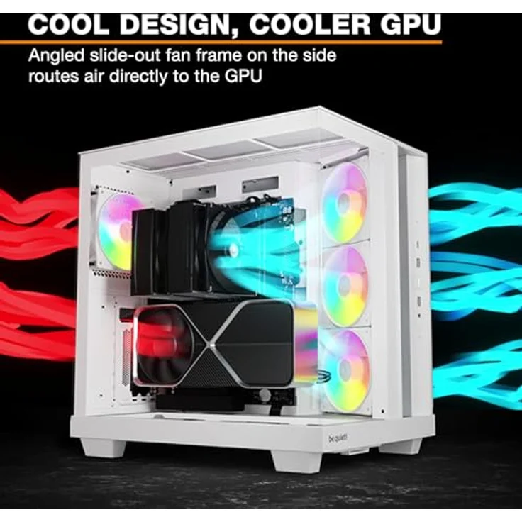 be quiet! LIGHT BASE 500 LX White, Midi-Tower PC-Gehäuse für Mini-ITX, microATX und ATX, 4 vorinstallierte Lüfter, bis 10 Lüfterplätze, CPU-Kühler bis 185 mm, Grafikkarten bis 400 mm – Bild 2