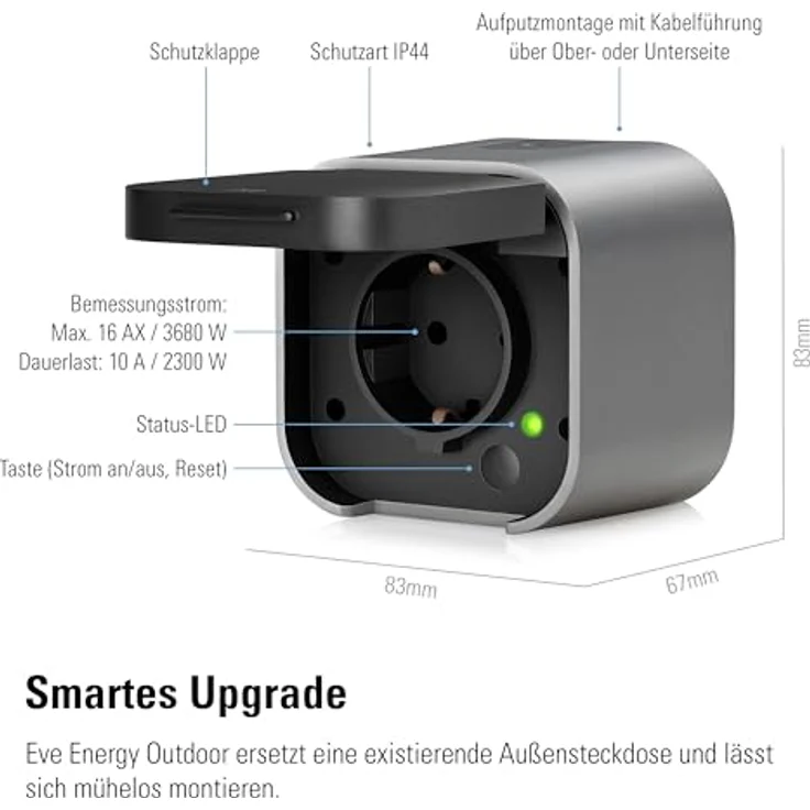Eve Energy Outdoor, Smart Plug für Außenbereich, Steuerung per App und Sprache, Matter und Thread Unterstützung, datenschutzfreundlich – Bild 7