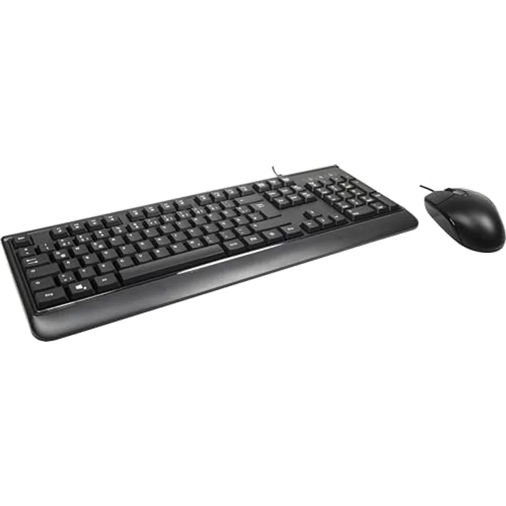 Inter-Tech Tastatur- und Mausset AC KB-101DE, Kabelgebundenes Desktop-Set mit Multimediatasten, robust für Home- und Officegebrauch