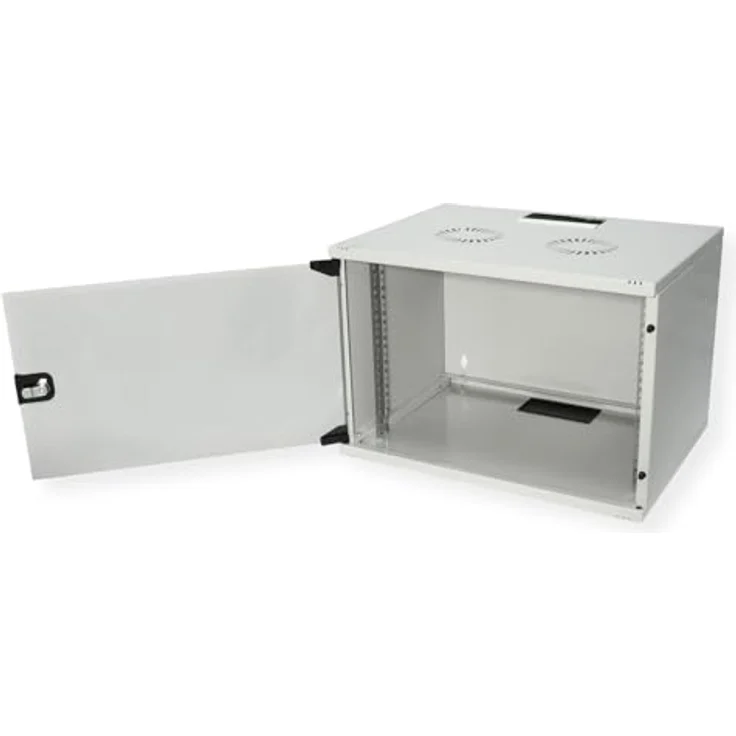 ROLINE 19-Zoll Wandgehäuse Basic 7 HE, 540x400 BxT Bausatz grau - Flatpack-Lieferung, Vollglastür, 19" Profilschienen – Bild 5