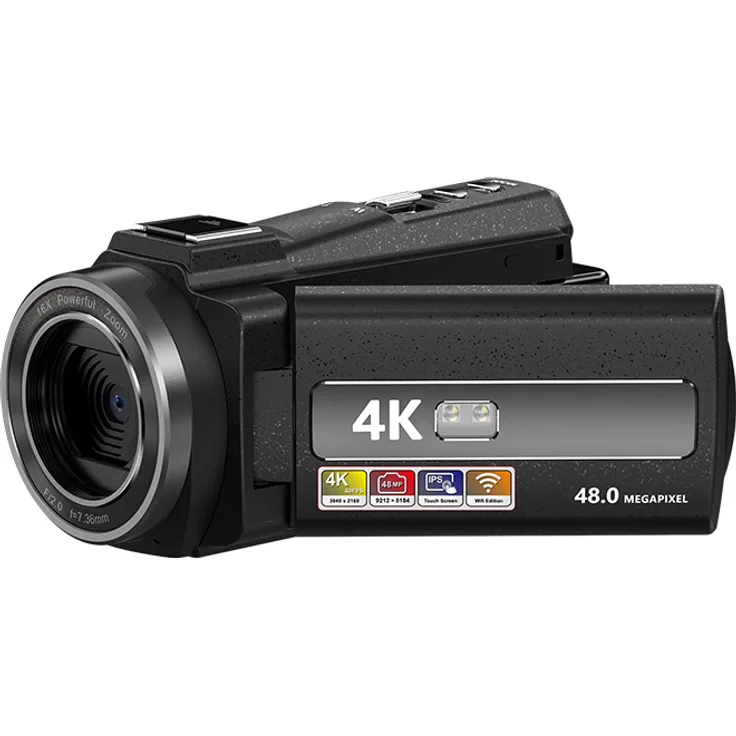 INF Camcorder 4K UHD, 48MP, 16x Zoom, Weitwinkel, Schwarz, 32GB Speicherkarte, Mikrofon