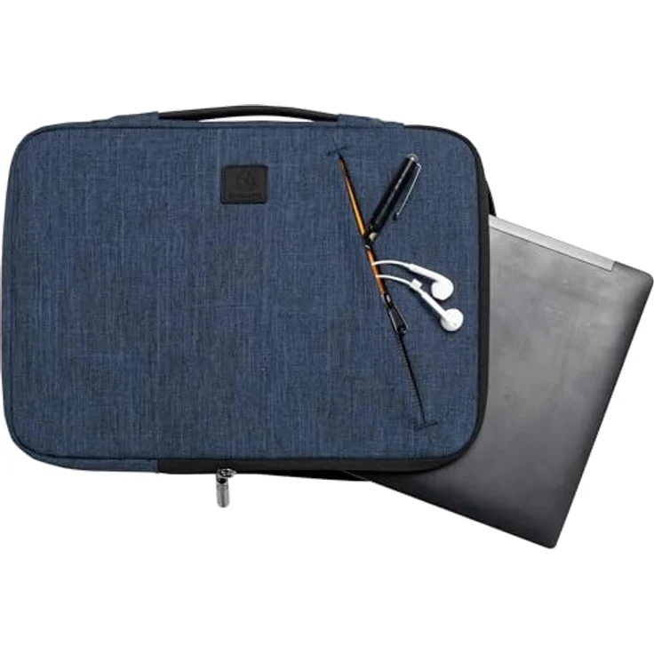 Exacompta Laptophülle business (14", Universal), Notebooktasche aus 58% rPET, Blau mit einziehbarem Griff und Schaumstoffpolsterung – Bild 3