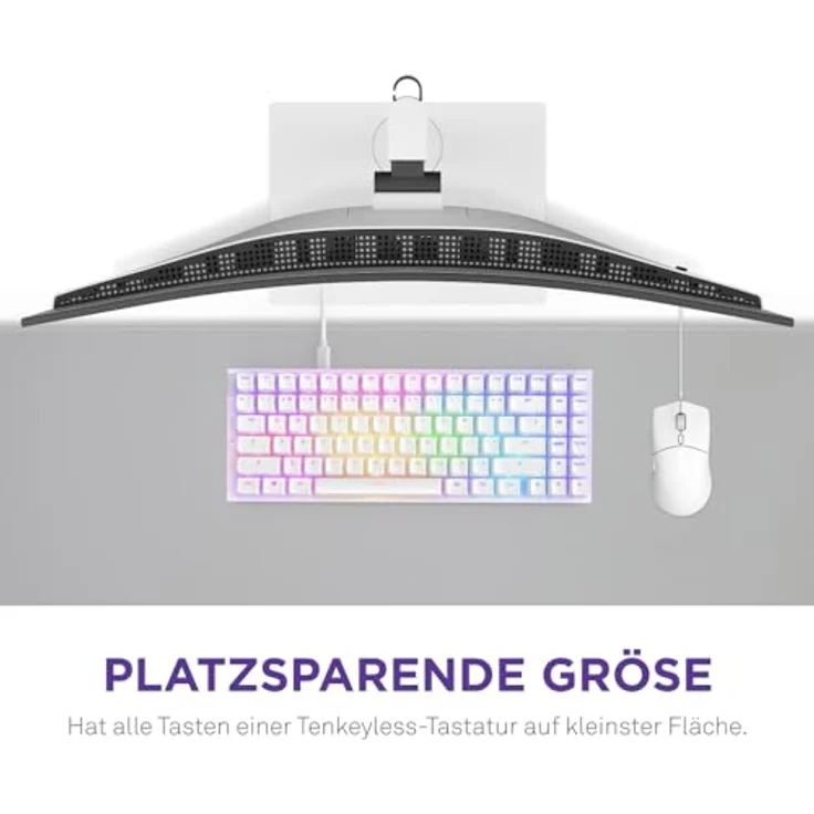 NZXT Function 2 MiniTKL | Kompakte optische Tenkeyless-Gamingtastatur | 8K-Abfragerate | Lineare optische Switches | Einstellbare Auslösung | Double-Shot-PBT-Keycaps | RGB | Hot-Swap-fähig | Weiß – Bild 3