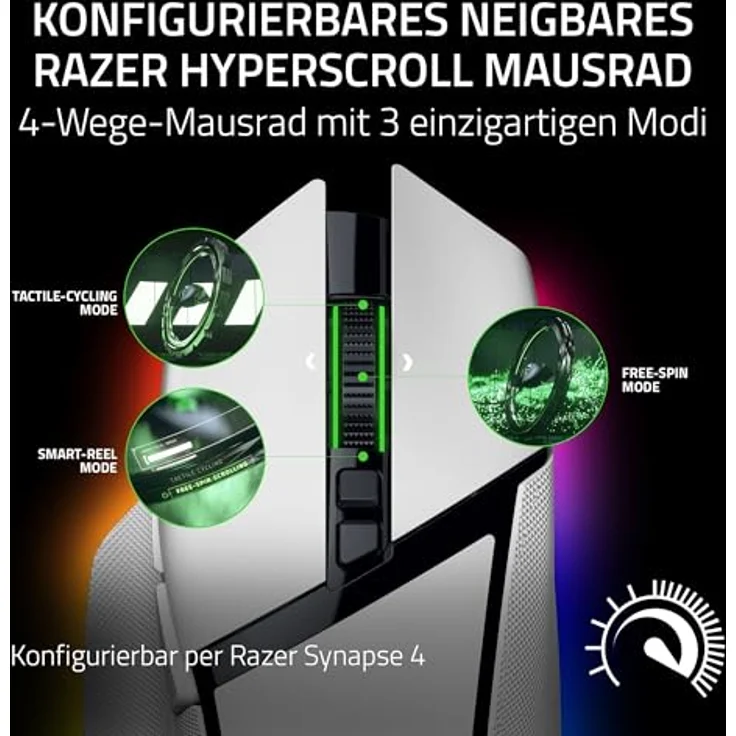 Razer Basilisk V3 Pro 35K - Vollständig anpassbare kabellose ergonomische Gaming-Maus mit Chroma RGB - 35K optischer Sensor (konfigurierbares Kipprad, 1K Hz Polling-Rate, 13 anpassbare Tasten) Weiß – Bild 2