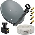 Premium X Satelliten-Komplettanlage 45cm SAT Antenne Anthrazit Twin LNB 10m Koaxialkabel 4X F-Stecker 2 Teilnehmer