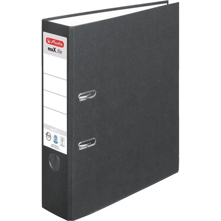 Herlitz Aktenordner maX.file »nature plus«, breit, DIN A4, Rückenbreite 8 cm, mit Griffloch, Raumsparschlitzen, Kantenschutz und aufgeklebtem Rückenschild, Pappe mit farbigem Kraftpapier kaschiert
