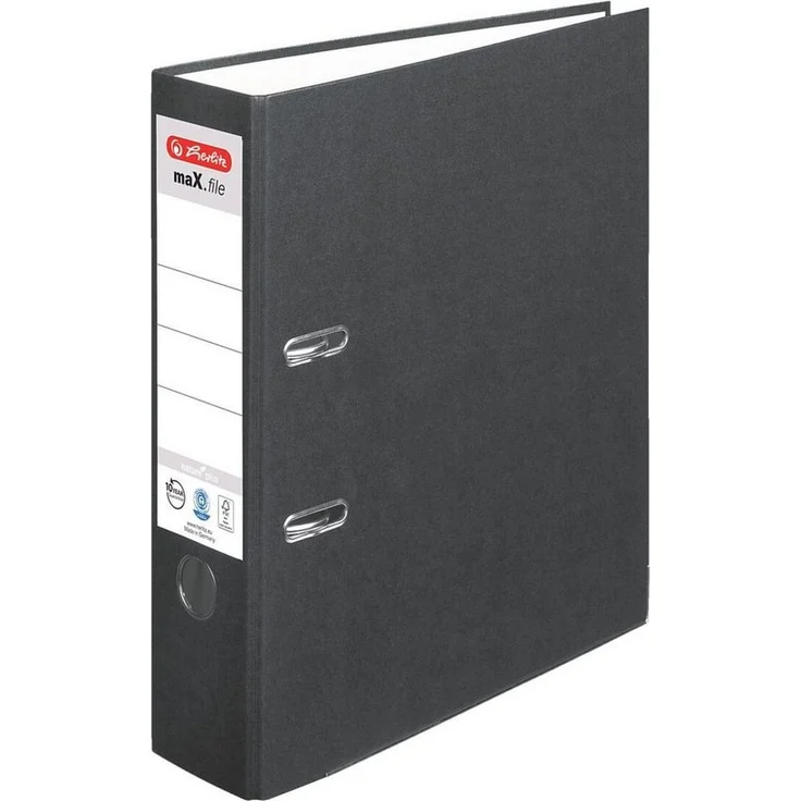 Herlitz Aktenordner maX.file »nature plus«, breit, DIN A4, Rückenbreite 8 cm, mit Griffloch, Raumsparschlitzen, Kantenschutz und aufgeklebtem Rückenschild, Pappe mit farbigem Kraftpapier kaschiert – Bild 1