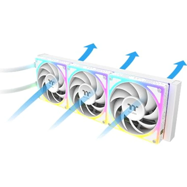 Thermaltake MAGCurve 360 Ultra Snow ARGB, AiO-Wasserkühlung mit 360mm Radiator, 3x 120mm ToughFan EX ARGB Lüftern und 6,67" Curved AMOLED-Display – Bild 3