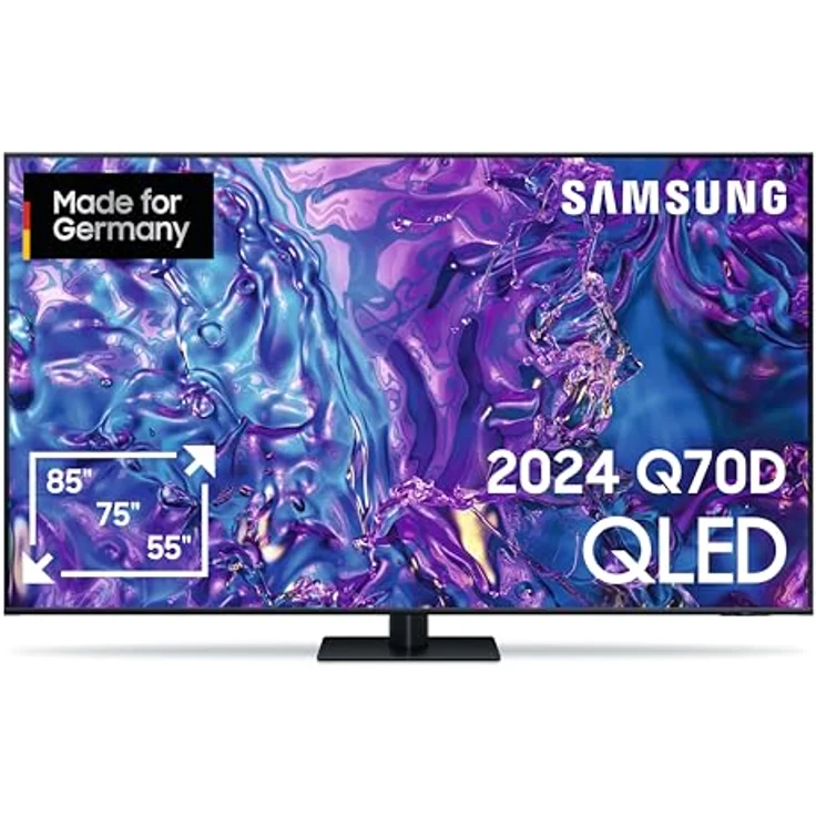 Samsung QLED 4K GQ55Q70D Fernseher 55 Zoll, Samsung TV mit Quantum Prozessor Lite 4K, 4K AI Upscaling, Samsung Tizen OS, Motion Xcelerator 120 Hz, Smart TV, GQ55Q70DATXZG, Deutsches Modell [2024] – Bild 1