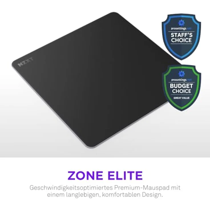 NZXT Zone Elite L Mauspad, 400 mm x 400 mm, Nano-Gewebestoff, rutschfeste Schaumstoffbasis, spritzwasserfest, schwarz – Bild 3