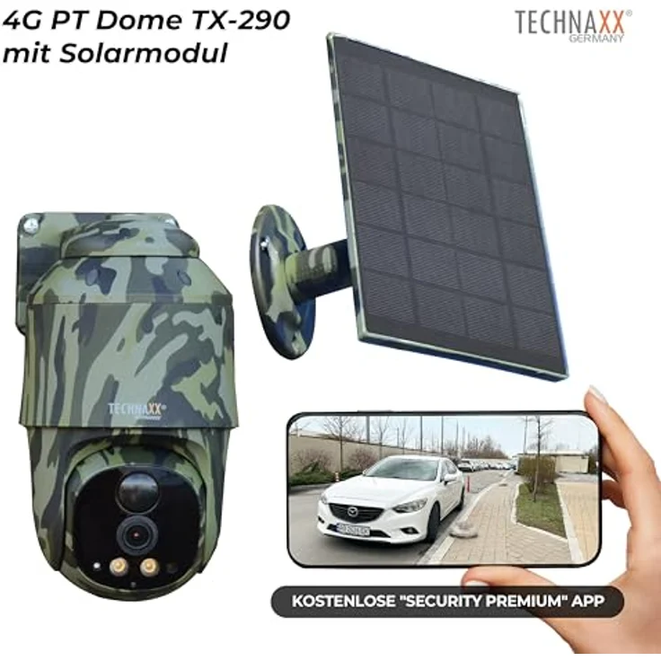 Technaxx 4G PT Dome Outdoor-Sicherheitskamera TX-290 mit 5W Solarpanel - 360° PTZ, 4MP FullHD Video, Nachtsicht, PIR-Bewegungserkennung, IP65, 2-Wege-Audio, SIM- & MicroSD-Kartenunterstützung – Bild 2