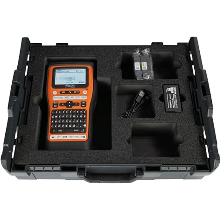 Brother P-touch E560BT, Etikettendrucker mit Bluetooth und L-BOXX, orange/schwarz – Bild 4