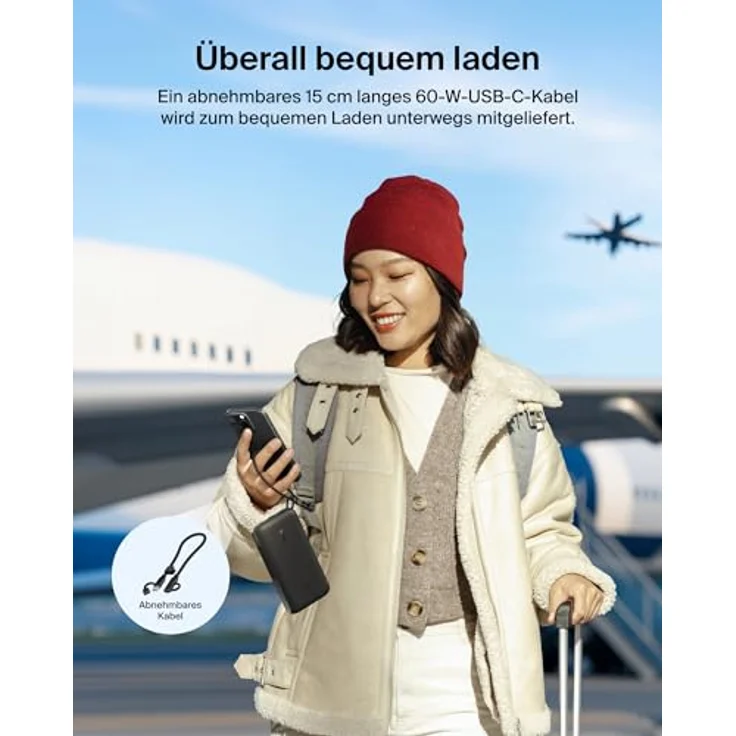 Belkin Powerbank BoostCharge 20.000 mAh, 2 USB-C-Anschlüsse, 1 USB-A Anschluss, 20 W Leistung, Akkuanzeige – Schwarz – Bild 5