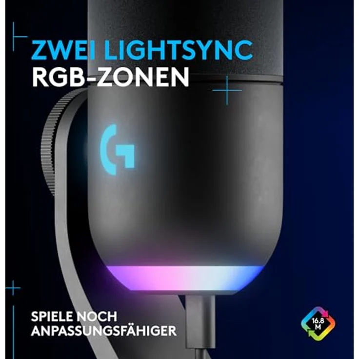 Logitech G Yeti GX dynamisches RGB-Gaming-Mikrofon mit LIGHTSYNC, USB-Mikrofon zum Streaming, Superniere, USB-Plug-and-Play für PC/Mac – Schwarz – Bild 3