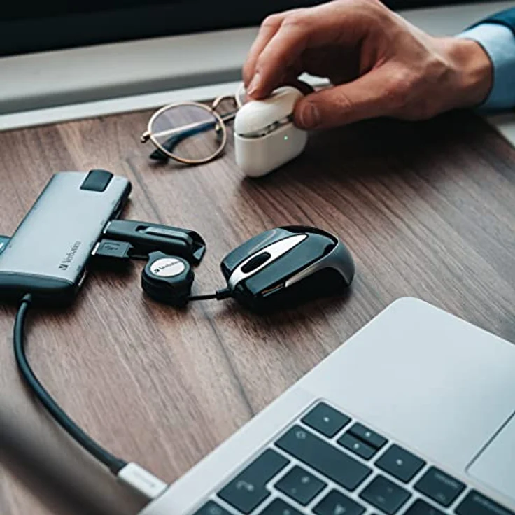 Verbatim Go-Mini optische Travel-Maus, kleine Computermaus mit einziehbarem Kabel, USB-A, USB-Maus mini mit 1000 dpi, für Laptop, Notebook, PC und MAC, kompaktes Design, schwarz – Bild 3