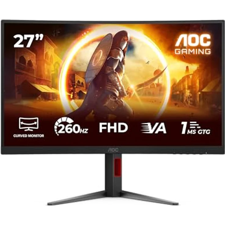 AOC Gaming Monitor C27G4Z2, 27 Zoll Curved, FHD, 260Hz, 0.3ms MPRT, HDR10, FreeSync Premium, Höhenverstellung, Schwarz – Bild 2
