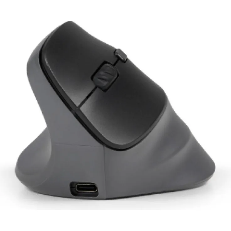 Bakker Elkhuizen PRF Pro 3-Mode Vertical Mouse links, ergonomische Maus mit 2400 DPI, Kabellos und Kabelgebunden, Grau, Schwarz