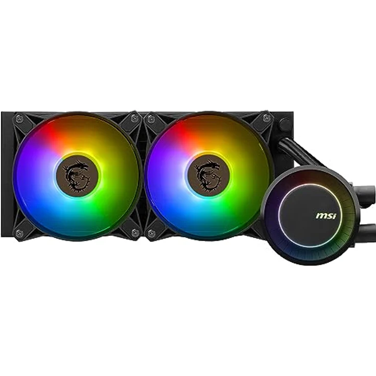 MSI MAG CORELIQUID E240 AIO CPU-Flüssigkeitskühler - Vergrößerte Kupferkühlplatte, ARGB Blockhead & FDB Lüfter, Zweikammer-Wasserblock, Split-Flow Radiator, Mystic Light, AMD & Intel kompatibel – Bild 1
