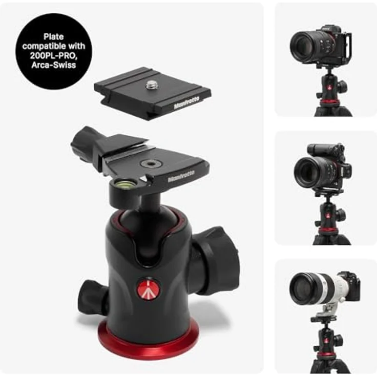 Manfrotto 190X AS Aluminium Kamerastativ mit Kugelkopf, 10 kg Traglast, Arca-Swiss Platte, Quick Power Lock - für DSLR und spiegellose Kamera – Bild 3
