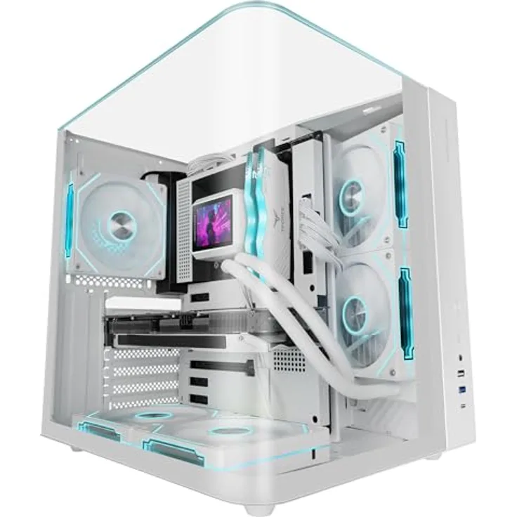 Mars Gaming MC INFINIOLITE ATX Gaming-Gehäuse, Doppelkammer mit gehärtetem Glas, weiß, für optimierte Kühlung und leistungsstarke Hardware