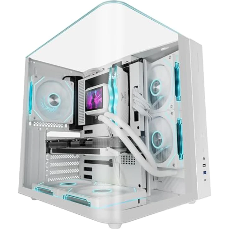 Mars Gaming MC INFINIOLITE ATX Gaming-Gehäuse, Doppelkammer mit gehärtetem Glas, weiß, für optimierte Kühlung und leistungsstarke Hardware – Bild 1