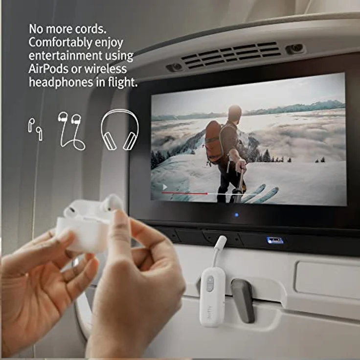 Twelve South AirFly SE | Bluetooth Wireless Transmitter / Adapter für AirPods / Kabellose oder geräuschunterdrückende Kopfhörer; Verwendung in Flugzeugen und Fitnessstudios, 20+ Stunden Akkulaufzeit – Bild 4