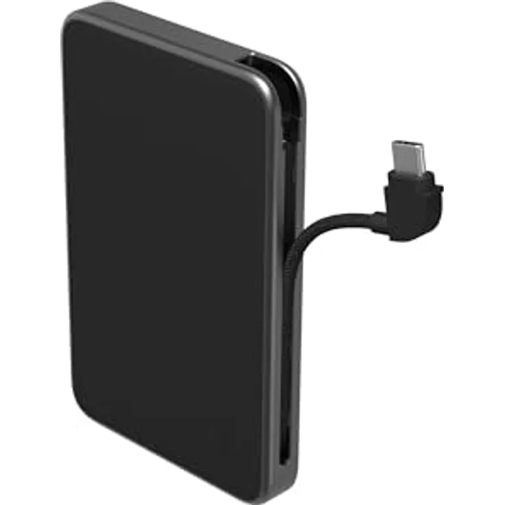 ZAGG mophie Powerstation Plus mini, Power Bank mit 5.000mAh, integriertes USB-C Kabel, Schnellladen für 2 Geräte, Schwarz
