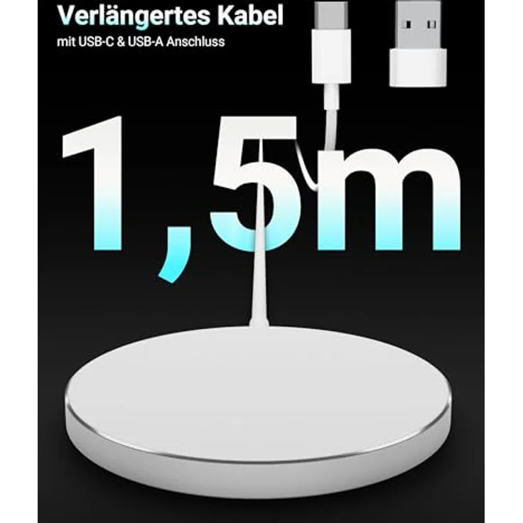GreenHec MagSafe Ladegerät für Apple iPhone 15 14 13 12 11 X SE Magnet 15w Wireless Charger - Effizientes und schnelles Laden mit HeatGuard Ai Chip, PowerGrip Magnet und 1,5 Meter Kabel, Grün – Bild 4