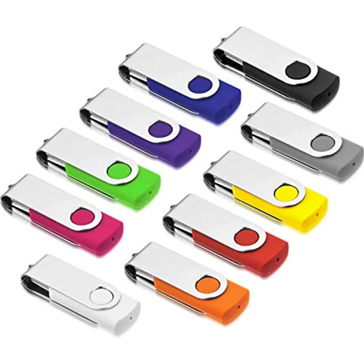 AreTop USB-Sticks 16GB, 10 Stück USB 2.0 Speichersticks mit 360-Grad-Drehung, mehrfarbig, High Speed Datenspeicher – Bild 1