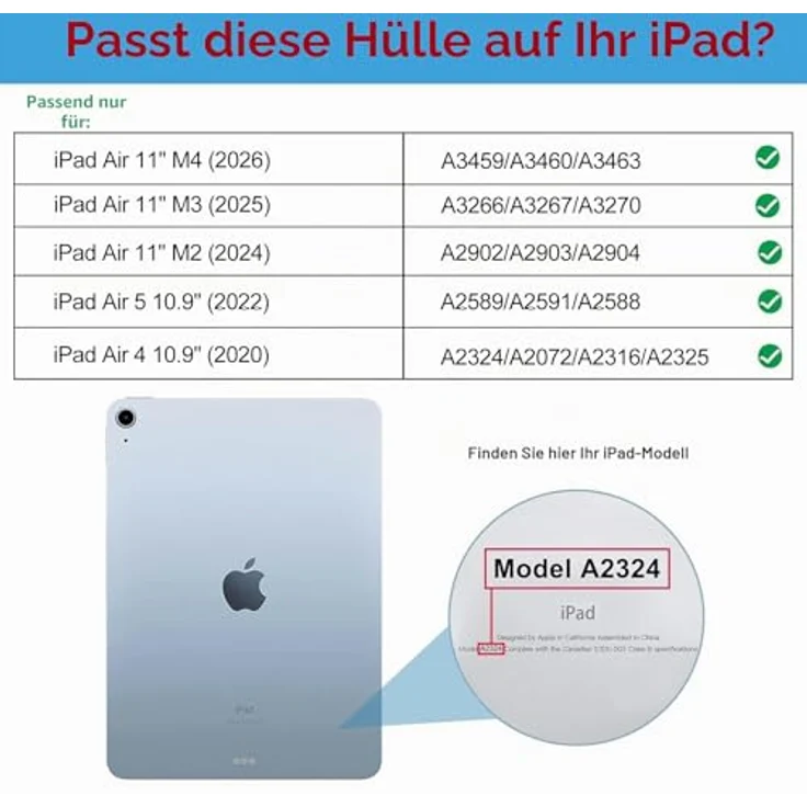 ProCase Hülle für iPad Air 11 Zoll (M4/M3/M2) & 10,9 Zoll (4./5. Gen) - Schwarz, mit automatischem Sleep/Wake und Apple Pencil Unterstützung – Bild 2