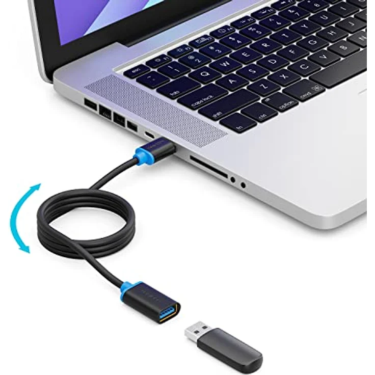 deleyCON 1m USB 3.0 Super Speed Verlängerungskabel - USB A-Stecker zu USB A-Buchse - USB 3.0 Super Speed Technologie bis zu 5 Gbit/s - Schwarz/Blau - Preisvergleich – Bild 2