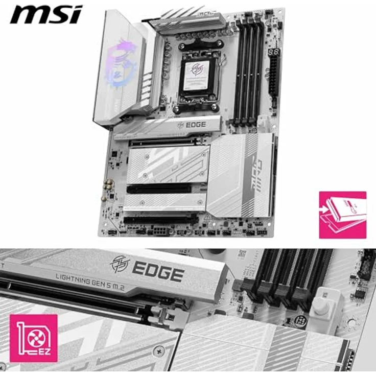MSI MPG B850 Edge TI WiFi Mainboard, ATX - Unterstützt AMD Ryzen 9000/8000/7000 Prozessoren, DDR5 Memory Boost (8400+MT/s OC), PCIe 5.0 x16, M.2 Gen5, Wi-Fi 7, 5G LAN – Bild 3